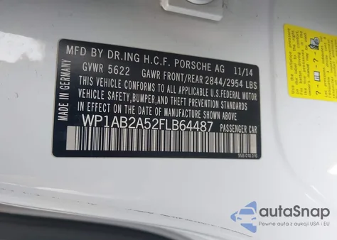 2015 Porsche Macan S из США, поврежденный, VIN WP1AB2A52FLB64487